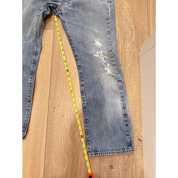 Vintage Levis 501 Blue Solid High Rise Straight Leg Jeans Size Waist 32 - Picture 6 of 10